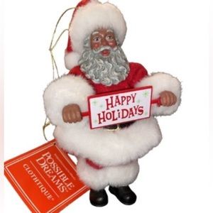 Possible Dreams Santa Ornament African American Clothtique 6 in. H